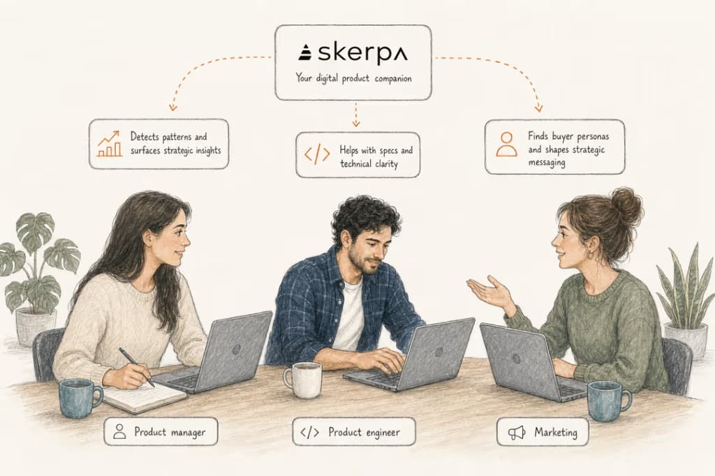 Skerpa helps product managers, engineers, and marketing teams collaborate on strategy